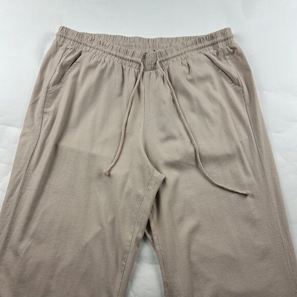 Torrid Tan Linen Blend Pull On Wide Leg Pant 2R - Picture 2 of 6